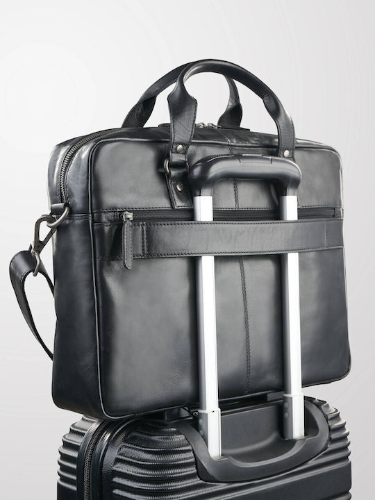 Leder Herrentasche Schulter / Crossbody Schwarz