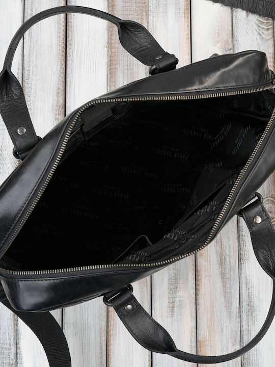 Leder Herrentasche Schulter / Crossbody Schwarz