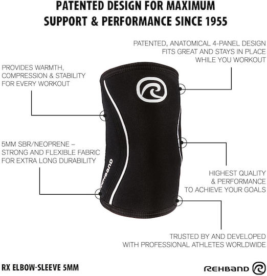 Rx Elbow Sleeve 5mm Rehband 1 Piece Black Pink