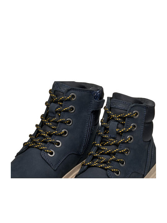 Kiddartah Leather Kids Boots with Zipper Blue