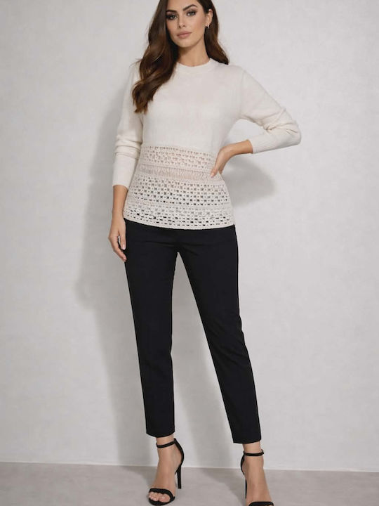 Bluza Damă Pulover Mânecă Lungă Ecru