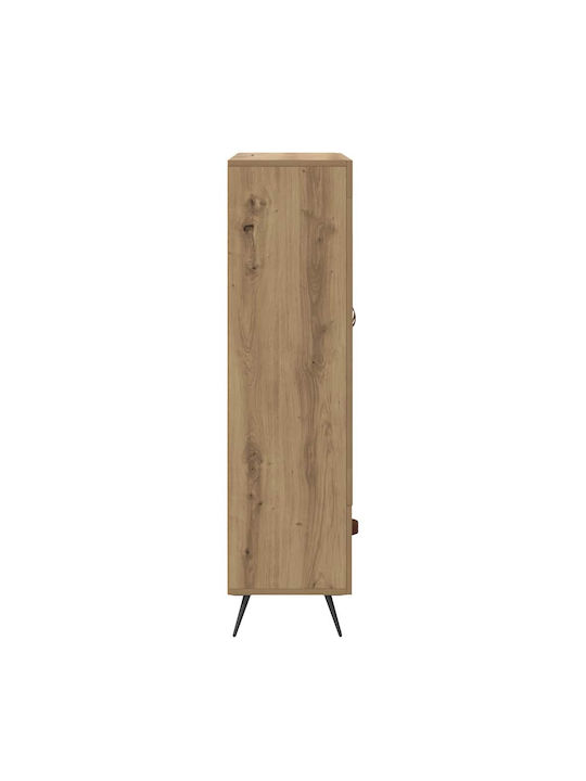 Highboard Floor-standing Living Room Display Cabinet made of Particleboard with Glass Brown 69.5x31x115cm