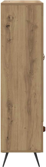 Highboard Standvitrine fürs Wohnzimmer aus Spanplatte in Artisan Eiche mit Glas 69.5x31x115cm