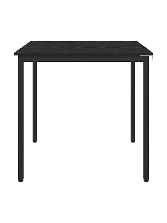 Table Dining Room Wooden with Metal Frame Black 80x80x75cm