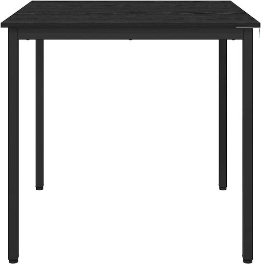 Table Dining Room Wooden with Metal Frame Black 80x80x75cm