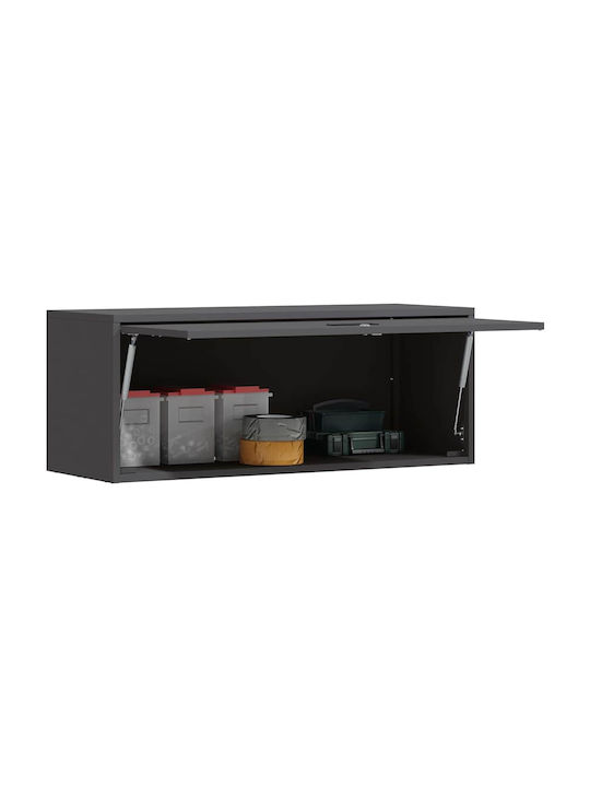 Wall Living Room Display Cabinet Made of Metal Black 90x33x35cm