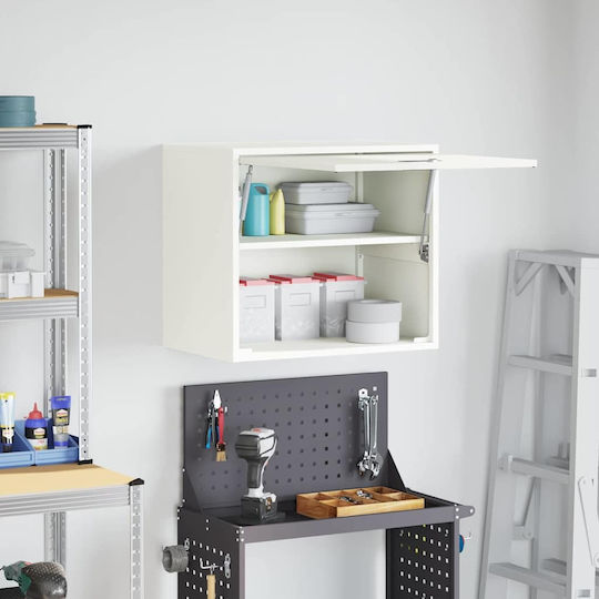 Wall Mounted Living Room Cabinet Made of Metal White 60x40x53cm