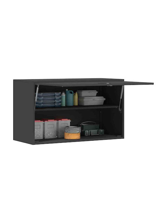 Wall Mounted Living Room Cabinet Made of Black Metal 90x40x53cm