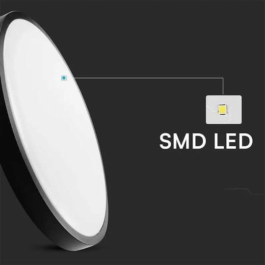 V-TAC Deckenleuchte Badezimmer 35cm Schwarz mit Integrierter LED und Fernbedienung