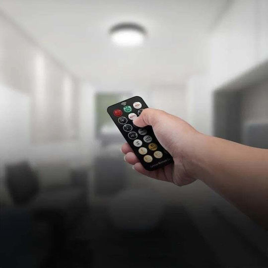 V-TAC Deckenleuchte Badezimmer 35cm Schwarz mit Integrierter LED und Fernbedienung