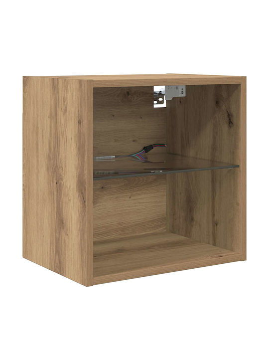 Wohnzimmer TV-Einheit Artisan Oak mit Vitrine & Beleuchtung L100xB30xH30cm