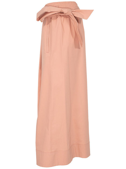 Doreen Women's Fabric Capri Trousers Flared with Elastic Pink