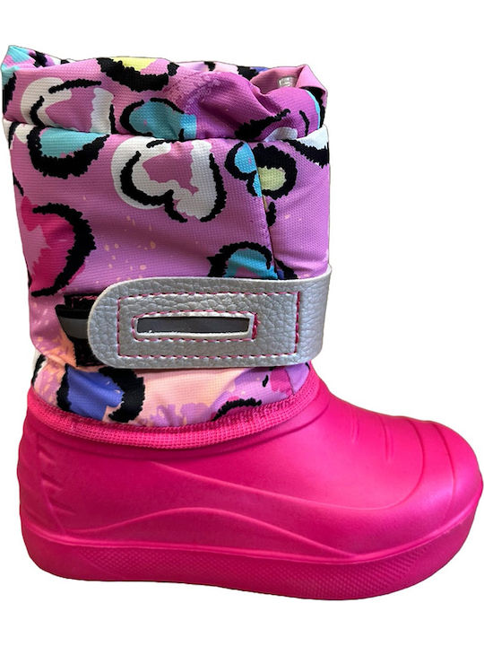 Kids Snow Boots with Hoop & Loop Closure Fuchsia