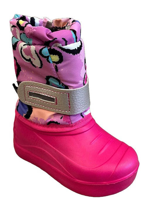 Kids Snow Boots with Hoop & Loop Closure Fuchsia