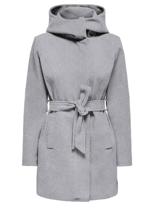 Women's Gray Peacoat with Hood