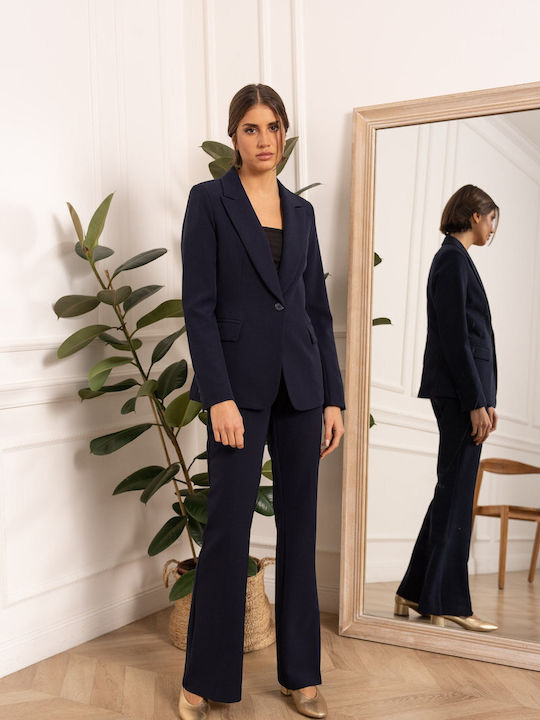 Attentif Blazer pentru femei Cu talie Sacou Dark Blue