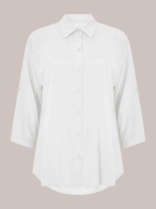 Celestino Women's Shirt Three Quarter Sleeve White
