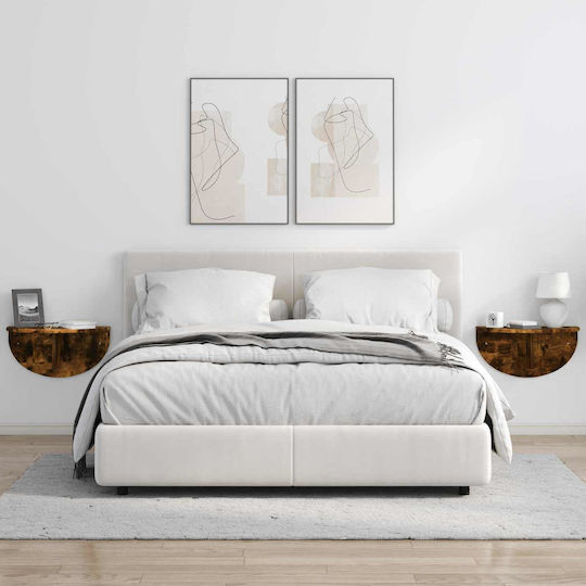 Wall Bedside Tables Wooden Brown 2 Pieces 38x19x19cm