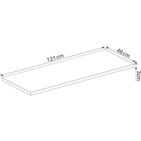 Inter Ceramic Πάγκος χωρίς Νιπτήρα Μ121xΒ46xΥ3cm Καφέ