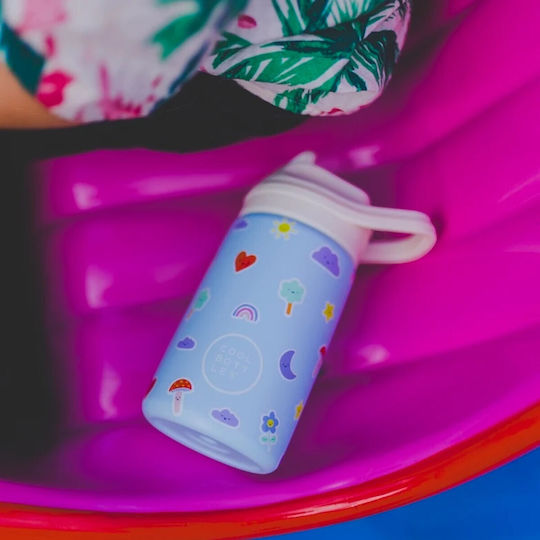 Cool Bottles Sticlă Pentru Copii Termos Silicon Kiddies Nori Curcubeu 350ml