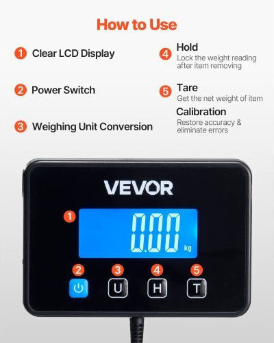 Vevor Electronic Precision Commercial Scale with Weighing Capacity of 200kg and Division 30gr