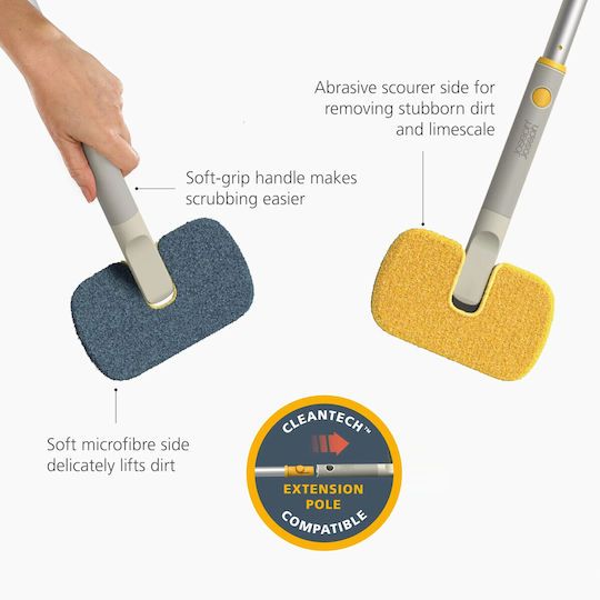 Surface Cleaner 2 in 1 Joseph Joseph Cleantech 6500012 18.5 Cm Soft Handle Grey Yellow