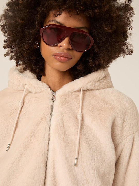 Women's Short Fur Off White