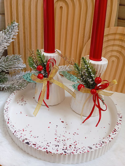 By Anastasia's Art Creations Коледен Свещник Бял