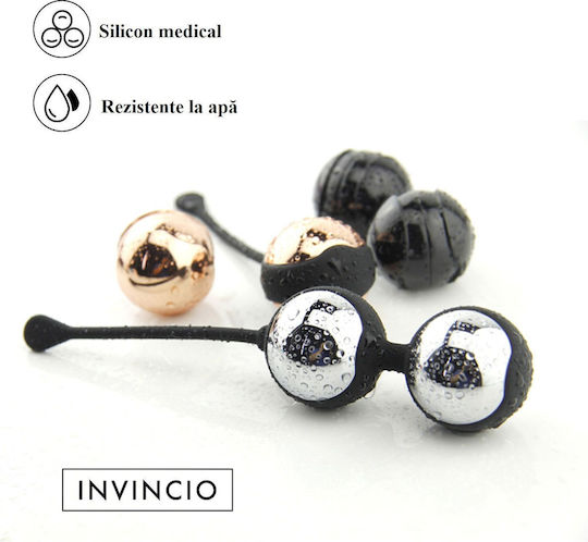 Set Lux Invincio Duo-Ball Tratament Incontinență Urinară Exerciții Kegel Stimulator Pelvic 3 Suporturi 6 Bile 9 Exerciții Diferite Medical Silicon Negru