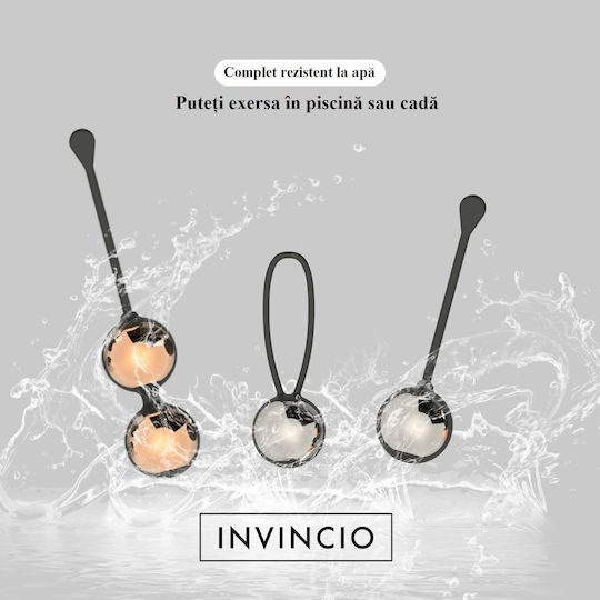 Set Lux Invincio Duo-Ball Tratament Incontinență Urinară Exerciții Kegel Stimulator Pelvic 3 Suporturi 6 Bile 9 Exerciții Diferite Medical Silicon Negru