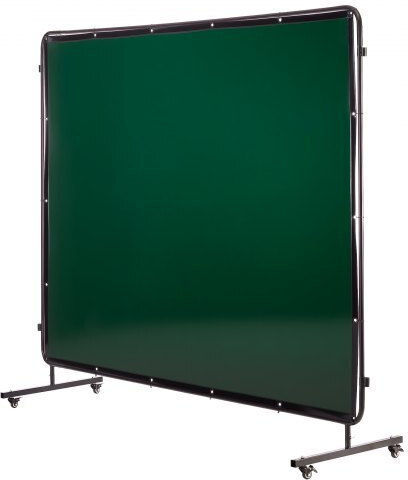 Vevor Welding Screen Frame 3-Panel 1.74 X 2.34m Welding Curtain Protective Screens Vinyl Flame Resistant 12 Wheels & 6-Layer UV Protection Workshop Industrial Use Dark Green