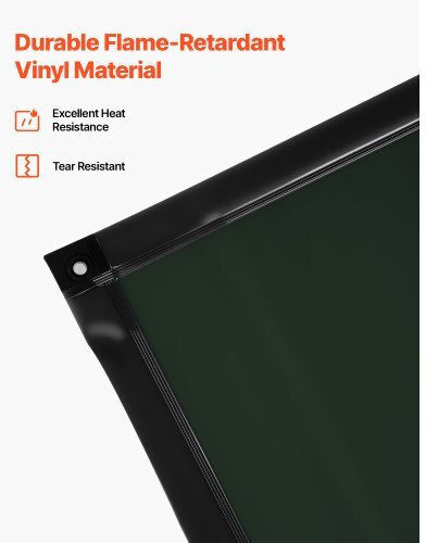 Vevor Welding Screen Frame 3-Panel 1.74 X 2.34m Welding Curtain Protective Screens Vinyl Flame Resistant 12 Wheels & 6-Layer UV Protection Workshop Industrial Use Dark Green