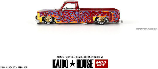 Machetă Mașină Chevrolet Silverado Dually On Fire V1 1980 Scara 1:64 Mini GT Khmg127