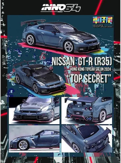 Machetă Mașină Nissan Skyline GT-R R35 Nismo 2024 Top Secret Hong Kong Toy Car Salon Albastru Scara 1:64 Inno64