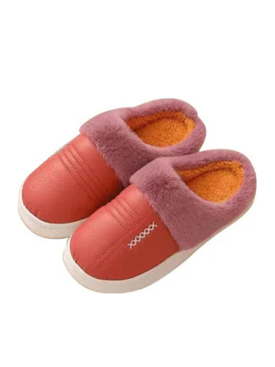 Winter Women's Slippers with Fur Beige