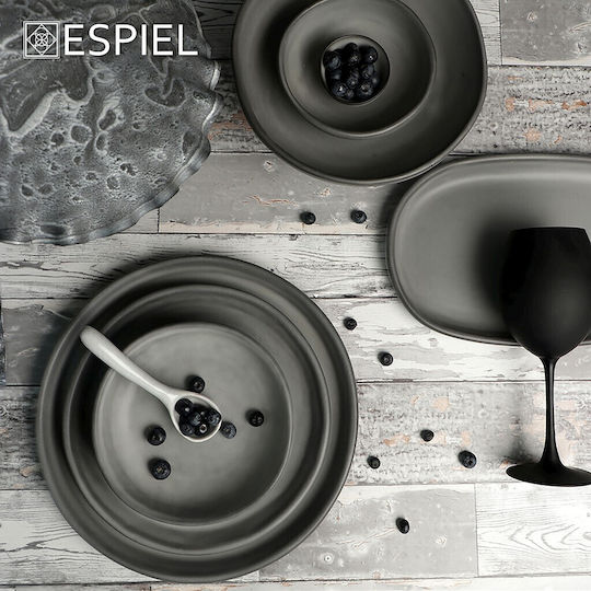 Espiel Canyon Plate Shallow Oval Ceramic Gray 25.5x25.5cm