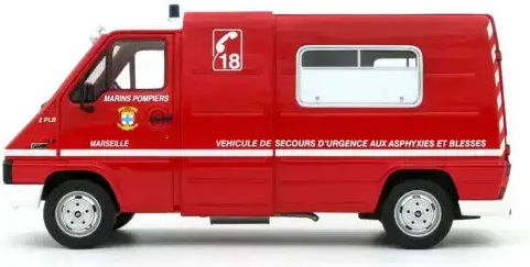 Macheta Auto Renault Master T30 Vsab Pompiers Red 1980 1:18 Otto Models Ot1107