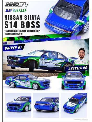 Machetă Mașină Nissan Silvia S14 Boss Fia Intercontinental Drifting Cup 2019 Charles Ng 1:64 Inno64
