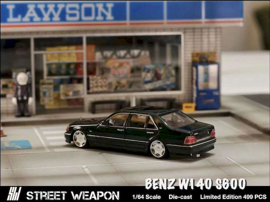 Macheta Mașină Mercedes-Benz W140 S600 Verde Scara 1:64 Street Weapon