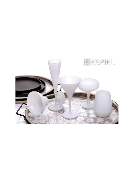 Espiel Maya Set Gläser Champagner / Weißwein aus Glas in Weiß Farbe Mit Stiel 270ml 6Stück