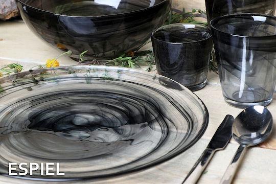 Espiel Atlas Set of Glasses Water made of Glass in Black Color 120ml 6pcs