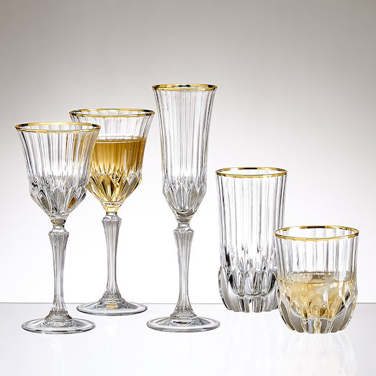 RCR Adagio Set of Glasses for Red Wine made of Crystal in Gold Color Stemmed 280ml 6pcs