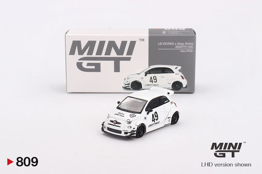 Machetă Mașină Fiat 595 Abarth Lb-Works X Abas Works Gara Alb 2024 Scara 1:64 Mini GT MGT00809-L