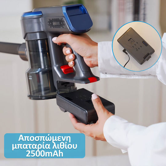 HomeVero HV-CVC400 Επαναφορτιζόμενη Σκούπα 2 σε 1 Stick & Χειρός Μπλε
