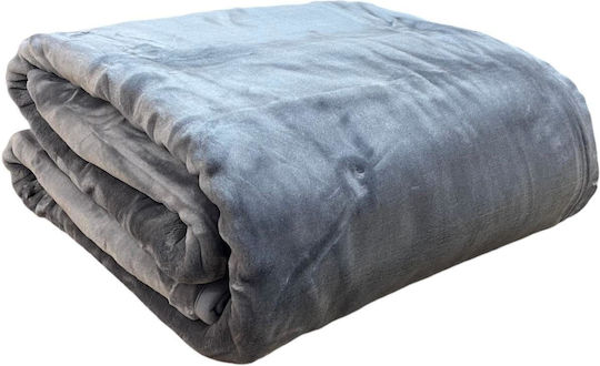 Linea Home Κουβέρτα Βελουτέ Διπλή 200x240εκ. Γκρι
