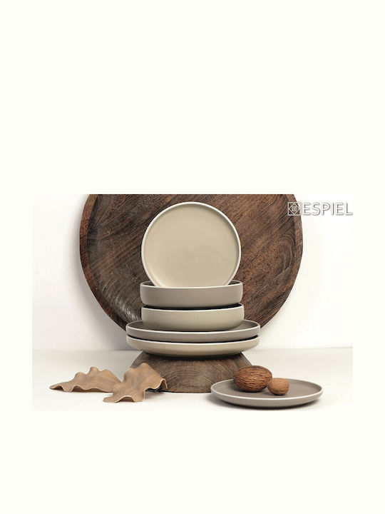 Espiel Mood Teller Untiefe Keramik Gray mit Durchmesser 27.3cm 6Stück