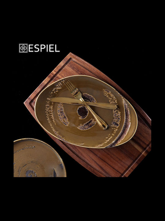 Espiel Flacher Teller Teller Untiefe aus Porzellan Braun mit Durchmesser 26.5cm 6Stück