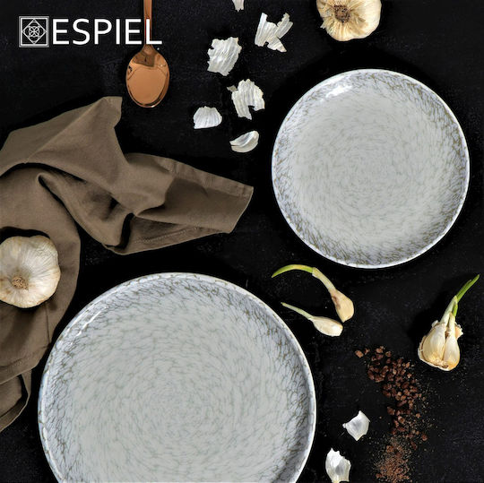 Espiel Canvas Plate Shallow made of Porcelain Gray 30cm 6pcs