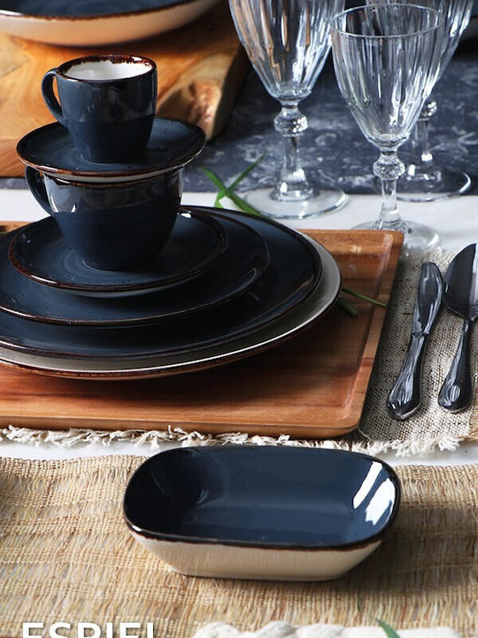 Espiel Terra Grey Black Porcelain Dessert Plate With Diameter 19cm 6 Pieces