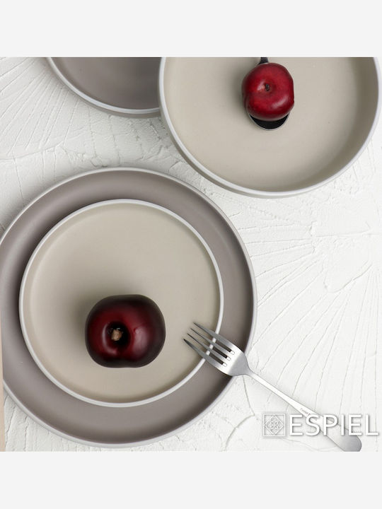 Espiel Mood Πιάτο Ρηχό Κεραμικό Μπεζ με Διάμετρο 27.3cm 6τμχ